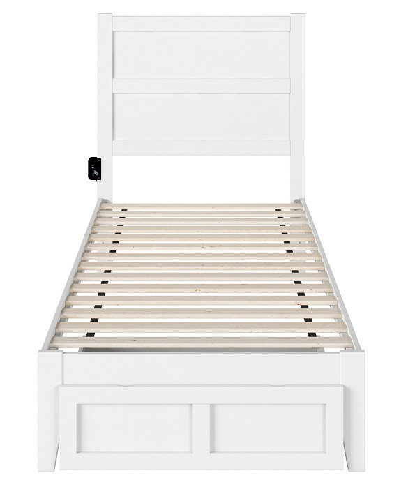 Suma White Platform Bed with Storage