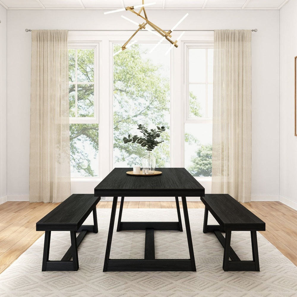 Riley Black Dining Room Table and Bench