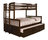 Shelton Dark Walnut Twin over Full Bunk Bed with Trundle