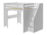Anaya White Full Size Loft Bed with Desk Right Side View Stairs on Right