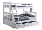 Brockton White Twin over Queen Bunk Bed shown with Optional XL Storage Trundle