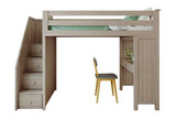 Inez Sand Twin Loft Bed with Stairs and Desk