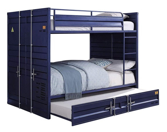Shipping Container Blue Metal Bunk Beds
