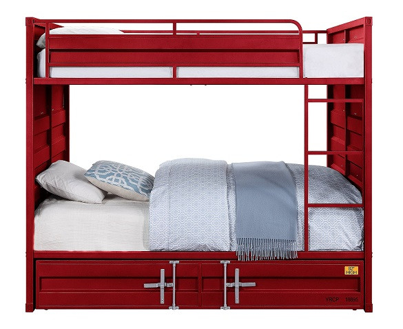 Shipping Container Red Metal Bunk Beds
