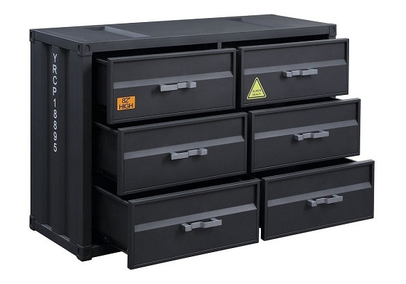 Shipping Container Gray Metal 6 Drawer Dresser
