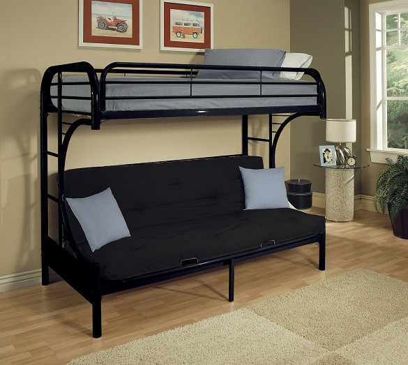 Cabot Black Twin XL over Queen Futon Bunk Bed