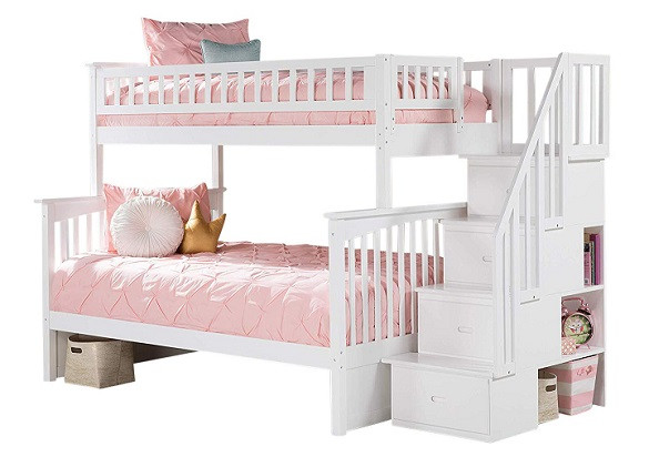 Ogden White Bunk Bed with Stairs