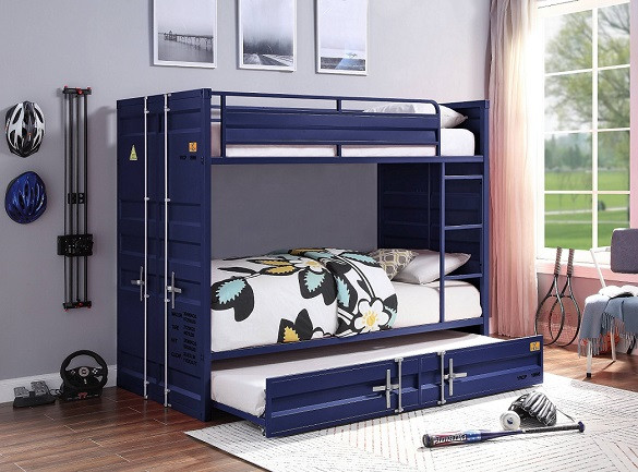 Shipping Container Blue Metal Bunk Beds