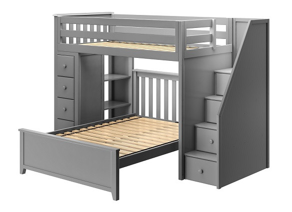 Almere Gray Twin over Full L Shaped Bunk Beds with Storage