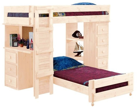 Henderson Unfinished Twin XL Loft Bed with Desk and Storage