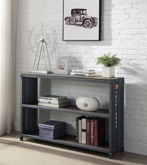 Shipping Container Gray Metal Open Bookcase