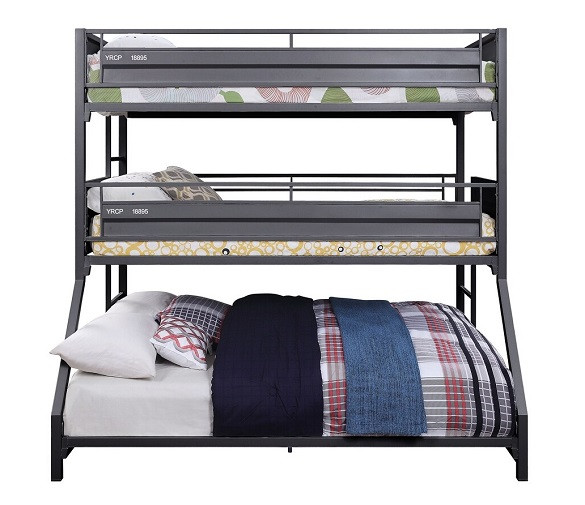 Shipping Container Gray Three Bunk Bed