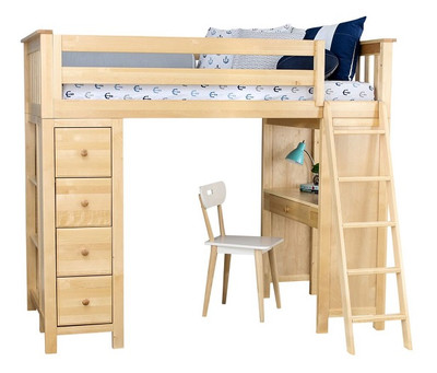 Kimmel Natural Twin Loft Bed with Desk and Storage