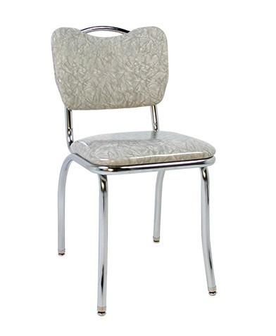 Andromeda Retro Diner Chair shown with Grey Cracked Ice Vinyl