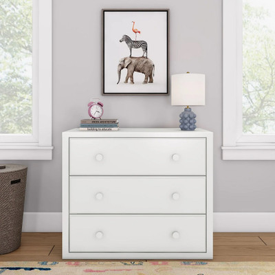 Stella White 3 Drawer Dresser Front View Room