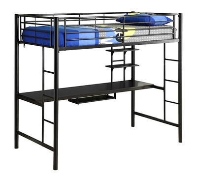 Sanders Black Metal Loft Bed with Desk
