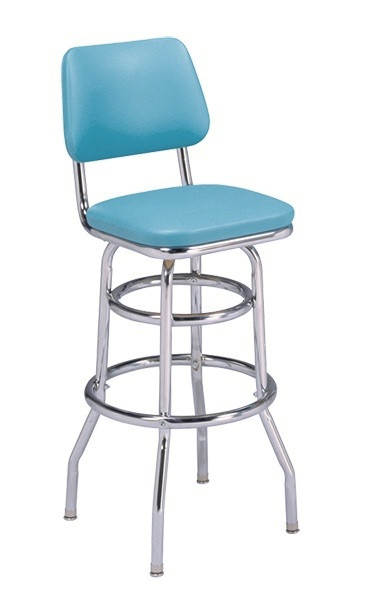 Todman Retro Swivel Bar Stool shown with Peacock Vinyl