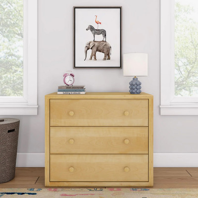 Lingo Natural 3 Drawer Dresser Front View Room