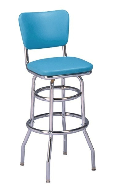 Nova Retro Swivel Bar Stool with Peacock Vinyl