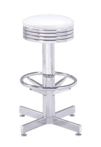 Cordelia Retro Swivel Bar Stool shown with White Vinyl