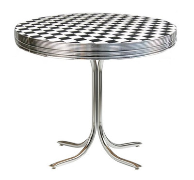 Soda Shoppe 1950's Retro Kitchen Table shown with Checkers Gloss Formica Top