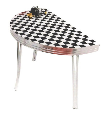 Norma Jean 1950's Retro Half Circle Table shown with Checkers Formica Top