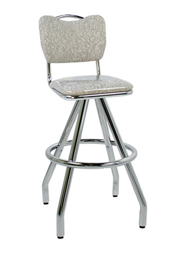 Ariel Retro Swivel Bar Stool shown with Grey Cracked Ice Vinyl