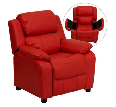 Kids Recliner Vinyl with Storage Arms