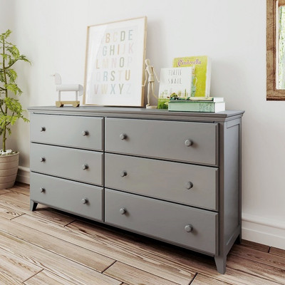 Almere Gray 6 Drawer Dresser Angled View Room