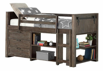 Rustic Barn Door Twin Jr Loft Bed