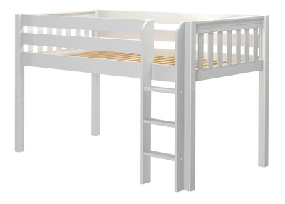 Lily White Twin XL Low Loft Bed with Slatted Ends