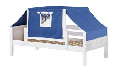 Devon’s White Twin Size Toddler Daybed-Panel Ends-Blue/White Top Tent