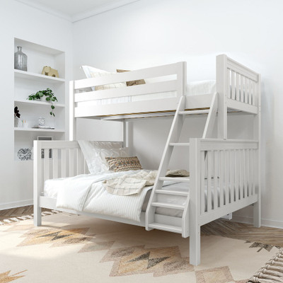 Lily White Twin over Queen Bunk Bed Right Side Angled View Room