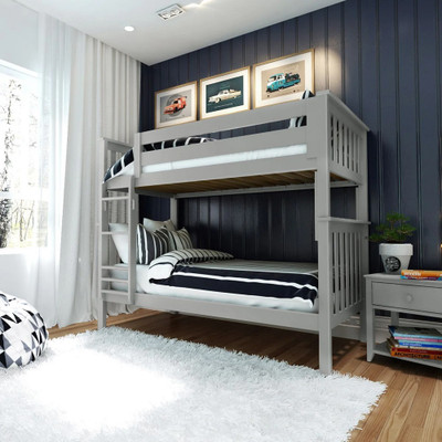Rylan Gray Twin over Twin Bunk Beds Angled View Room