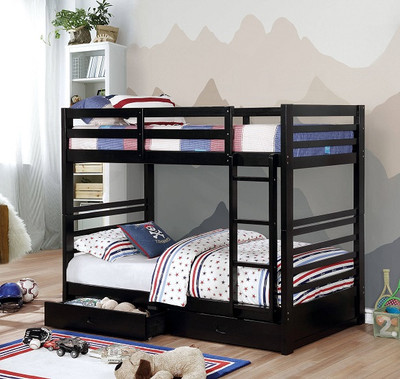 Mortimer Twin Black Bunk Beds with Storage Room