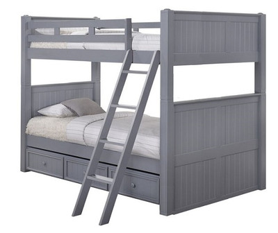 Moreno Grey Full XL Bunk Beds shown with Optional XL Storage Trundle