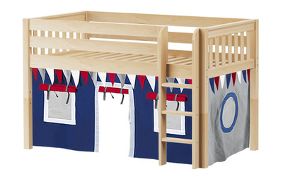 Pablo's Natural Low Twin Size Playhouse Loft Bed-Slatted Ends