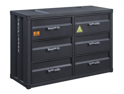 Shipping Container Gray Metal 6 Drawer Dresser