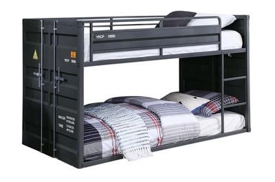 Shipping Container Gray Low Bunk Beds