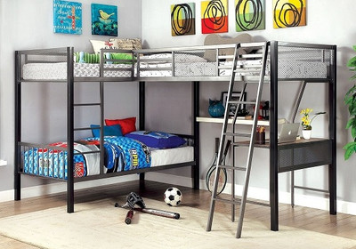 Loren Twin Triple L Shaped Loft Bunk Beds Room