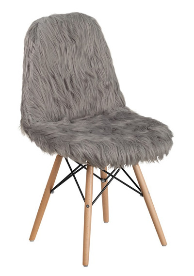 Gray Yeti Faux Fur Teen Chairs