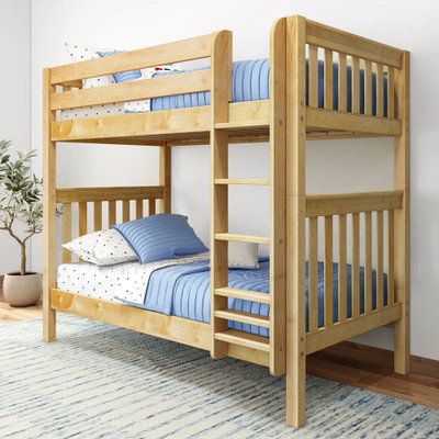 Washburn Natural Twin Size Adult Bunk Beds-Slatted Ends Angled View Room