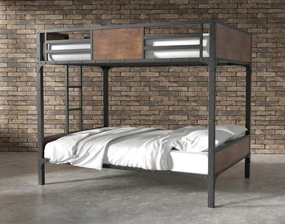 South Bank Full over Full Metal Bunk Beds Angled View Room