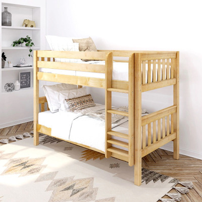 Girard Natural Twin XL Low Bunk Beds Right Angled View Room