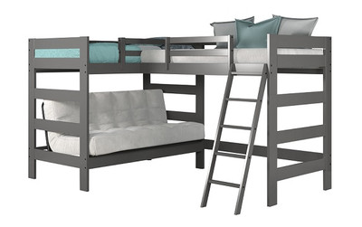Winthrop Gray L Shaped Futon Bunk Bed