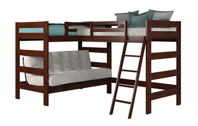 Tucker Chocolate L Shaped Futon Bunk Bed