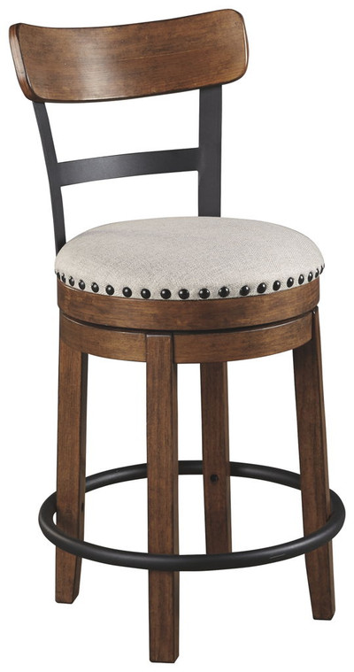 Valebeck Counter Height Upholstered Swivel Bar Stool with Contoured Back