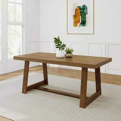 Riley Wirebrush Pecan Dining Room Table Angled View Room