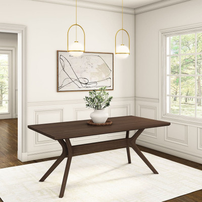 Ducati Walnut Modern Dining Table Angled View Room