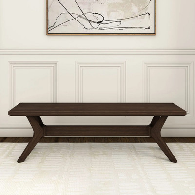 Ducati Walnut Modern Dining Bench Front View Room